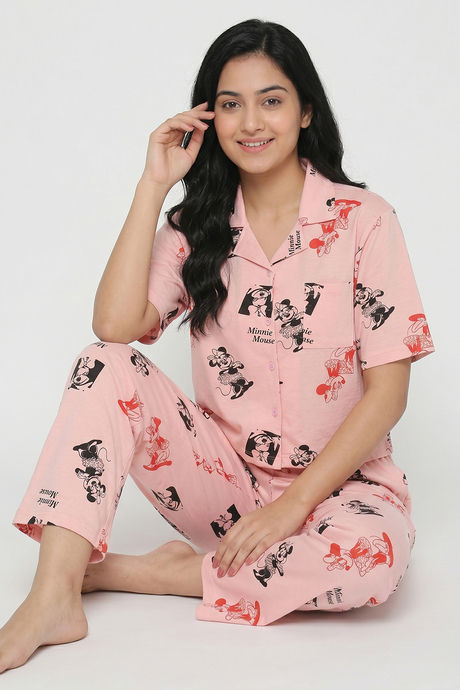 Zivame Mickey & Friends Knit Cotton Loungewear Set - Gossamer Pink — image 6